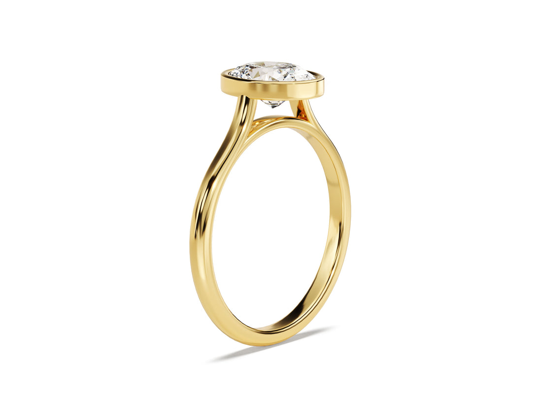 Bezel Oval Moissanite Engagement Ring (1.50 CT)