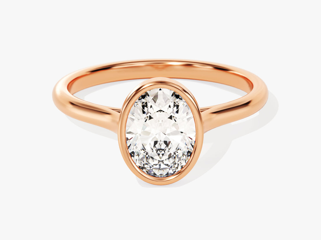 Bezel Oval Moissanite Engagement Ring (1.50 CT)