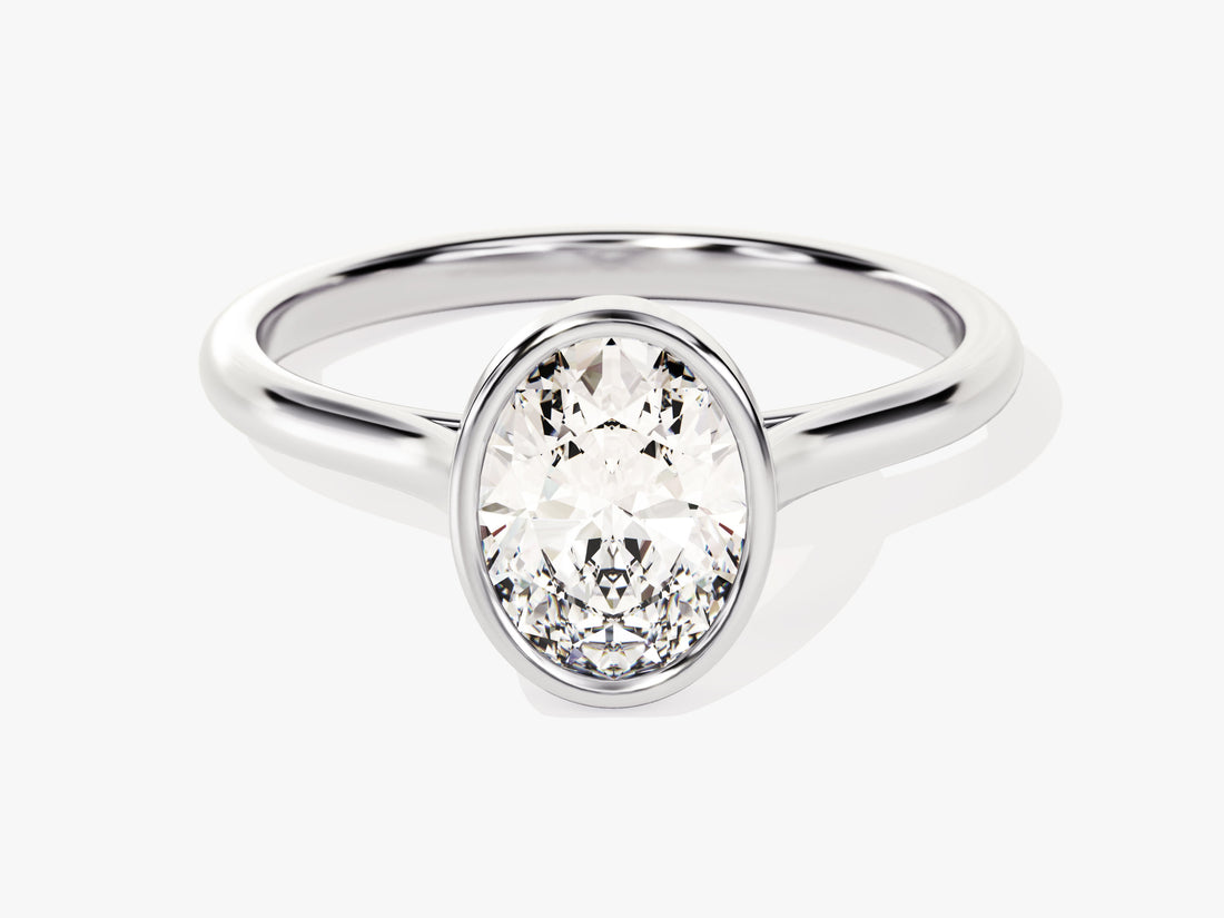 Bezel Oval Moissanite Engagement Ring (1.50 CT)