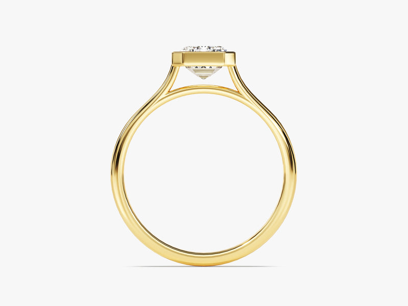 Bezel Emerald Moissanite Engagement Ring (1.50 CT)