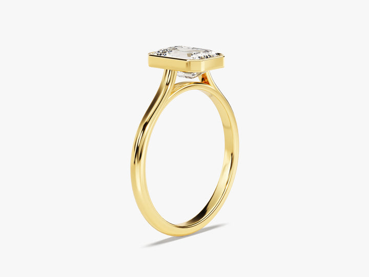 Bezel Emerald Moissanite Engagement Ring (1.50 CT)