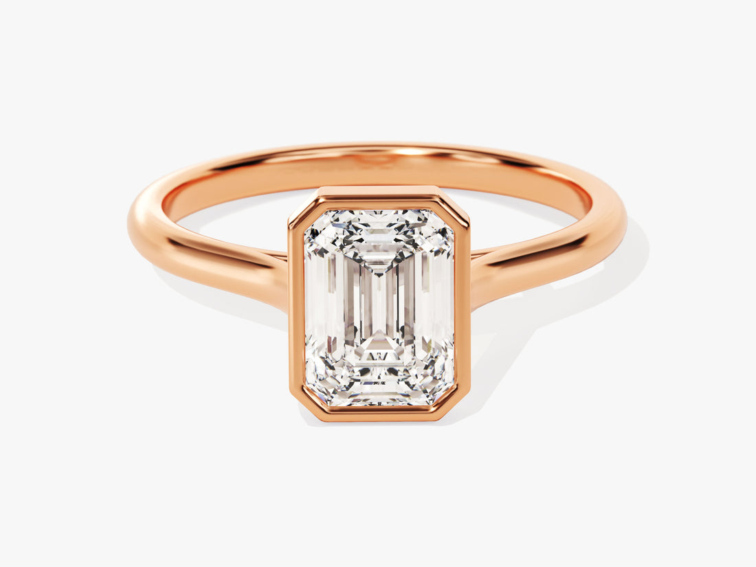 Bezel Emerald Moissanite Engagement Ring (1.50 CT)