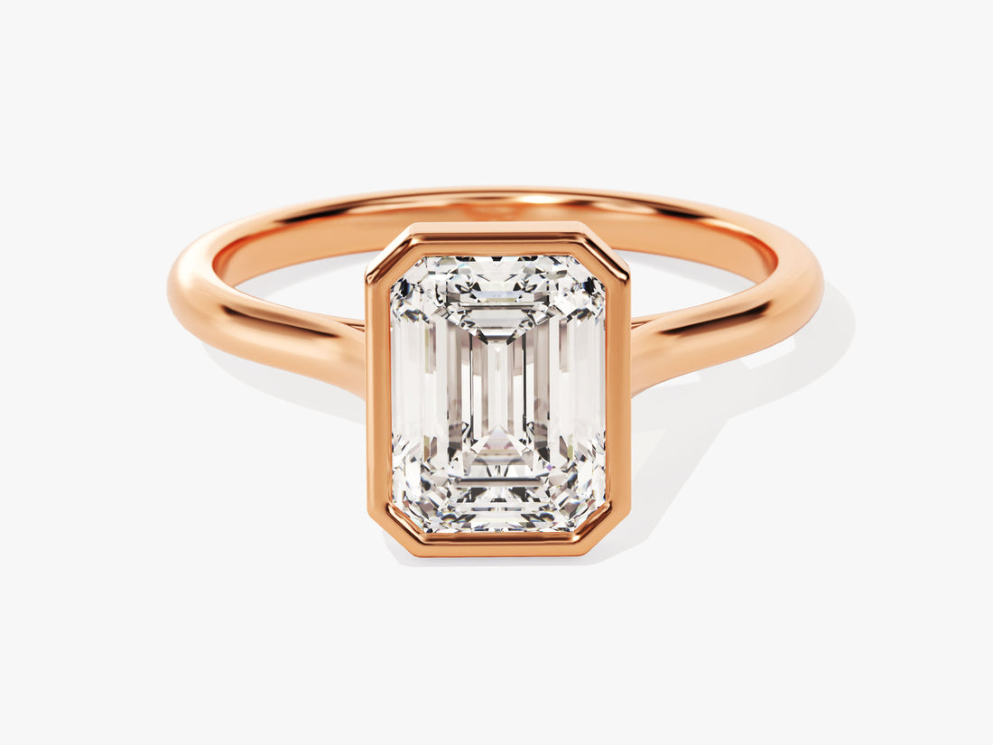 Bezel Emerald Moissanite Engagement Ring (2.00 CT)