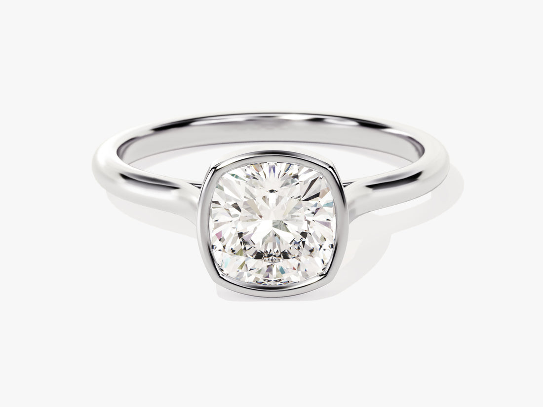 Bezel Cushion Moissanite Engagement Ring (1.50 CT)