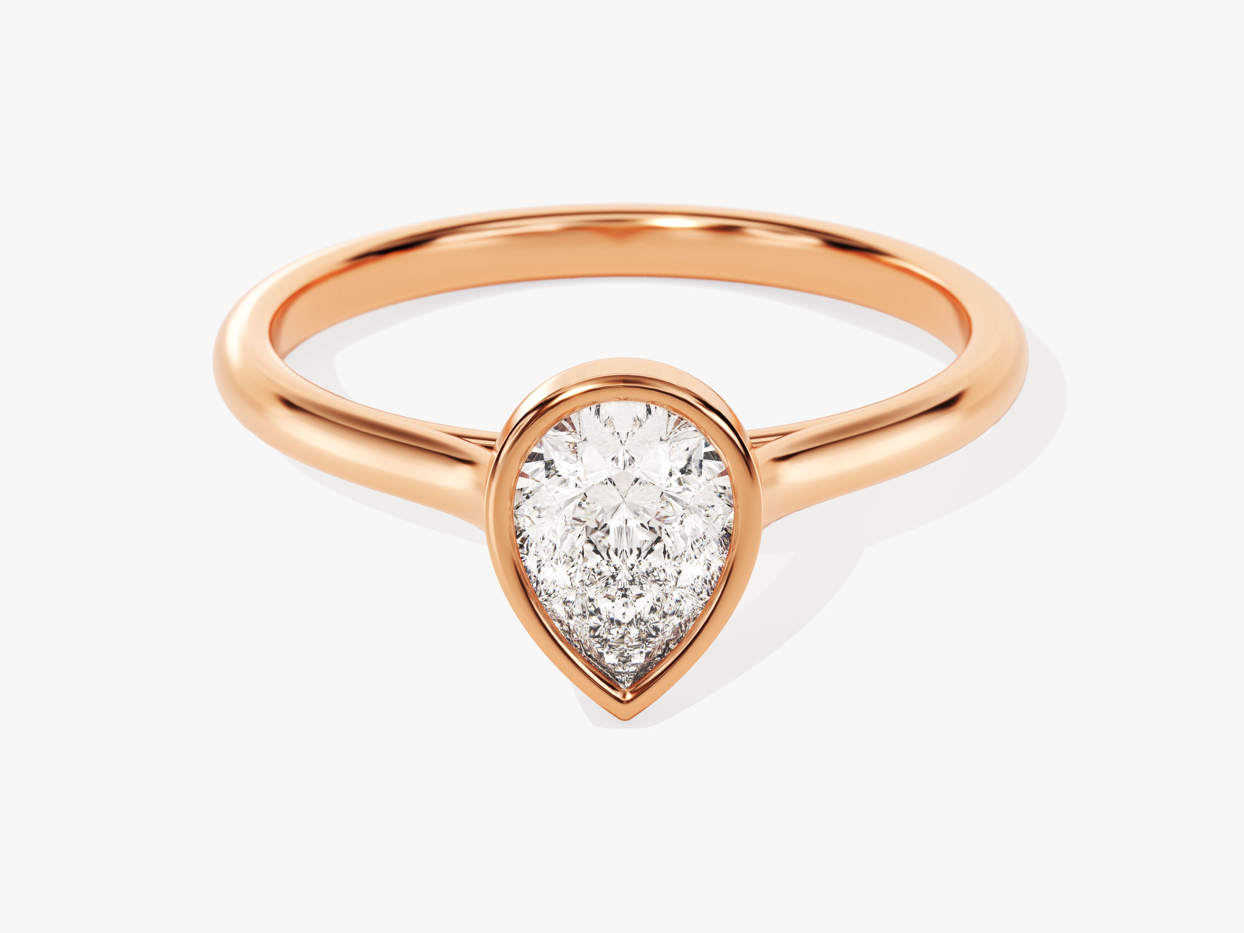 Bezel Pear Moissanite Engagement Ring (1.00 CT)