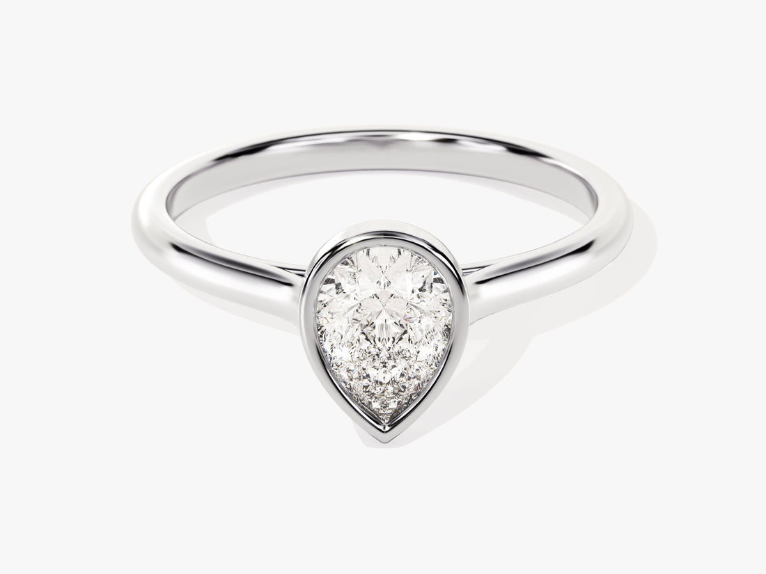 Bezel Pear Moissanite Engagement Ring (1.00 CT)