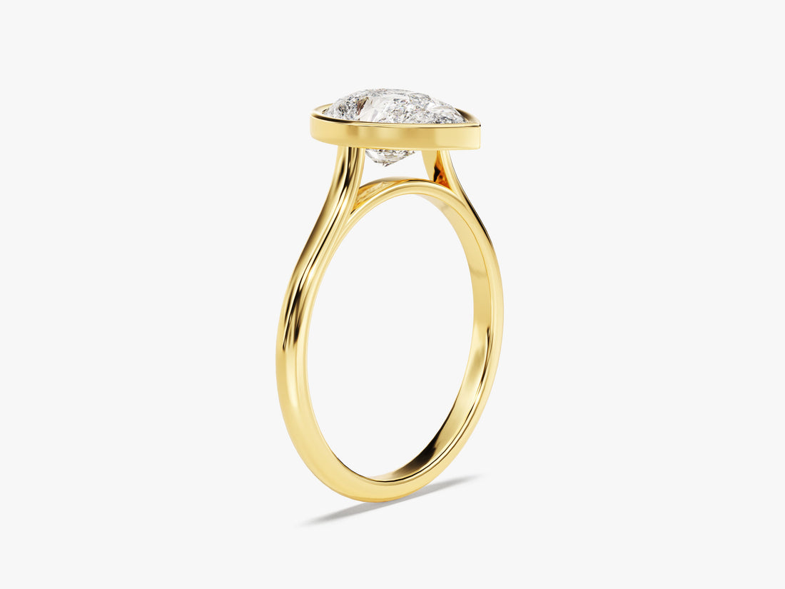 Bezel Pear Moissanite Engagement Ring (2.00 CT)