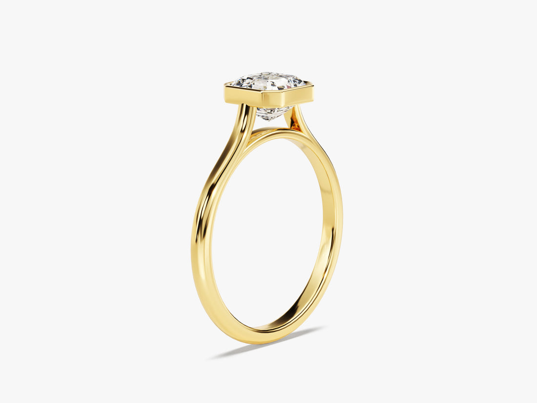Bezel Asscher Moissanite Engagement Ring (1.00 CT)