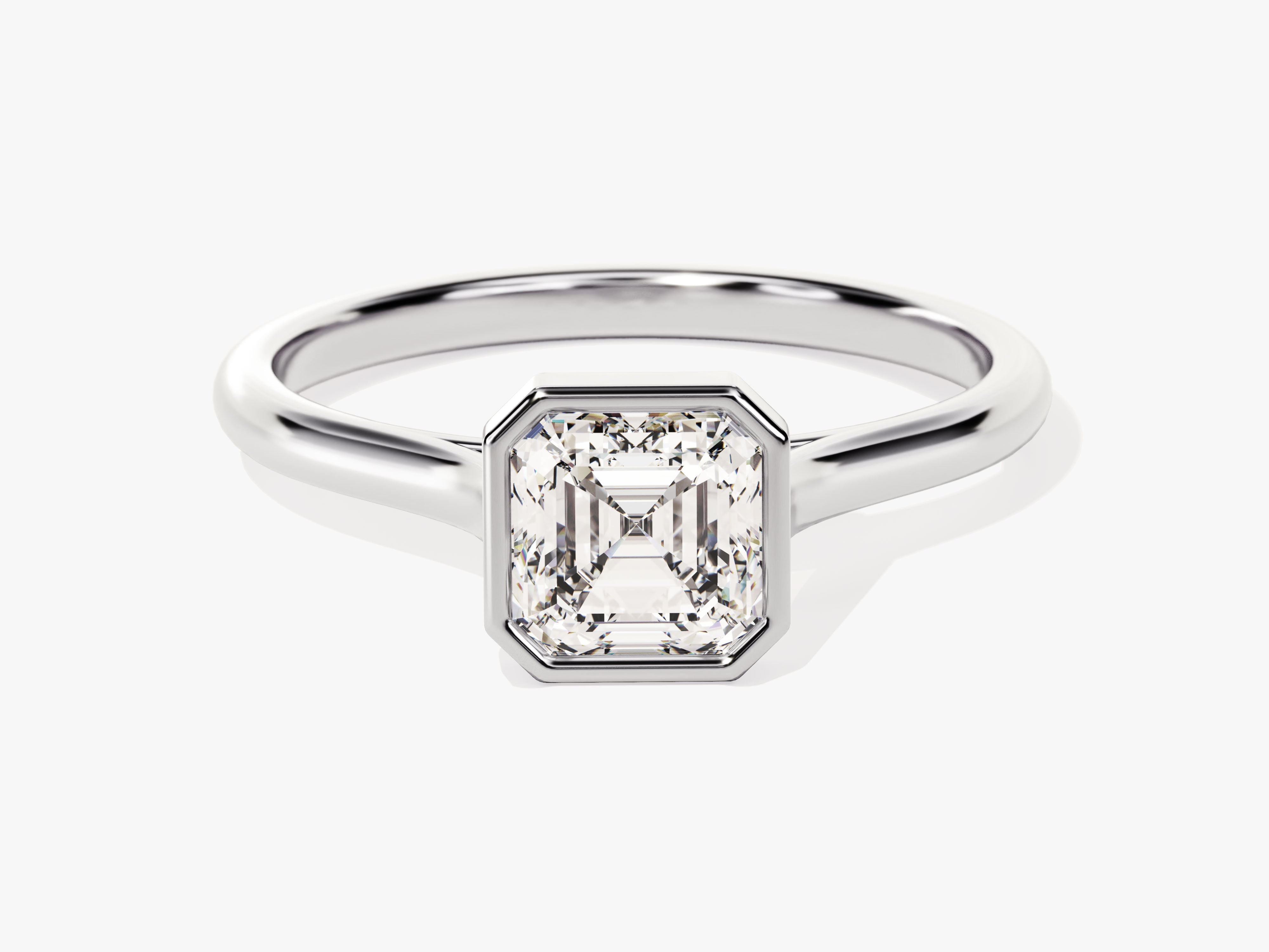 Bezel Asscher Moissanite Engagement Ring (1.00 CT)