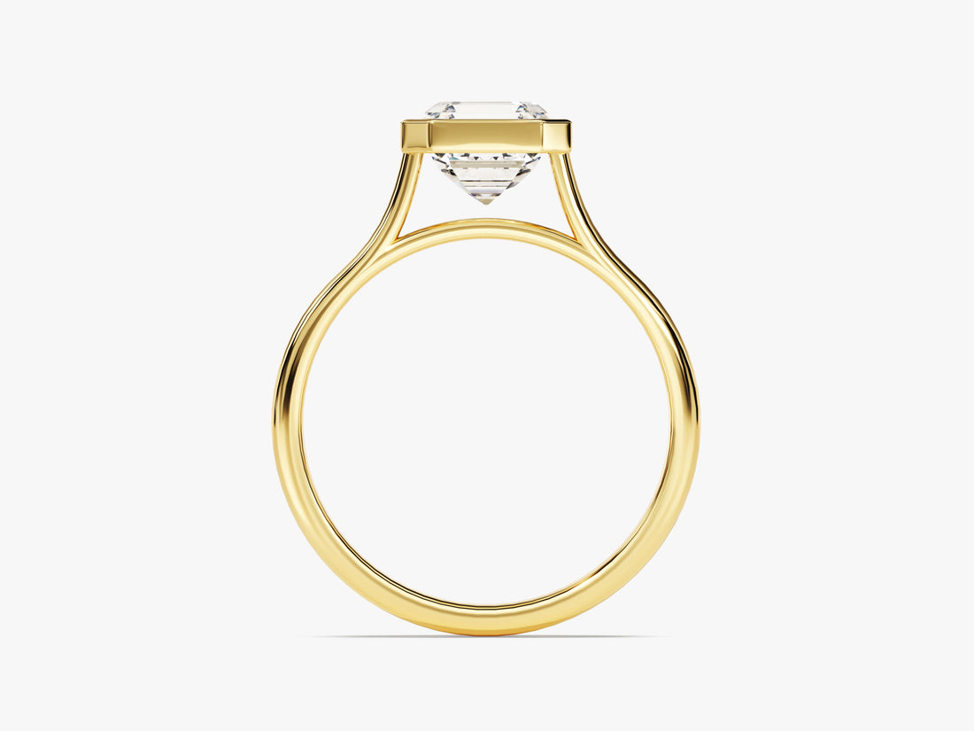 Bezel Asscher Moissanite Engagement Ring (1.50 CT)