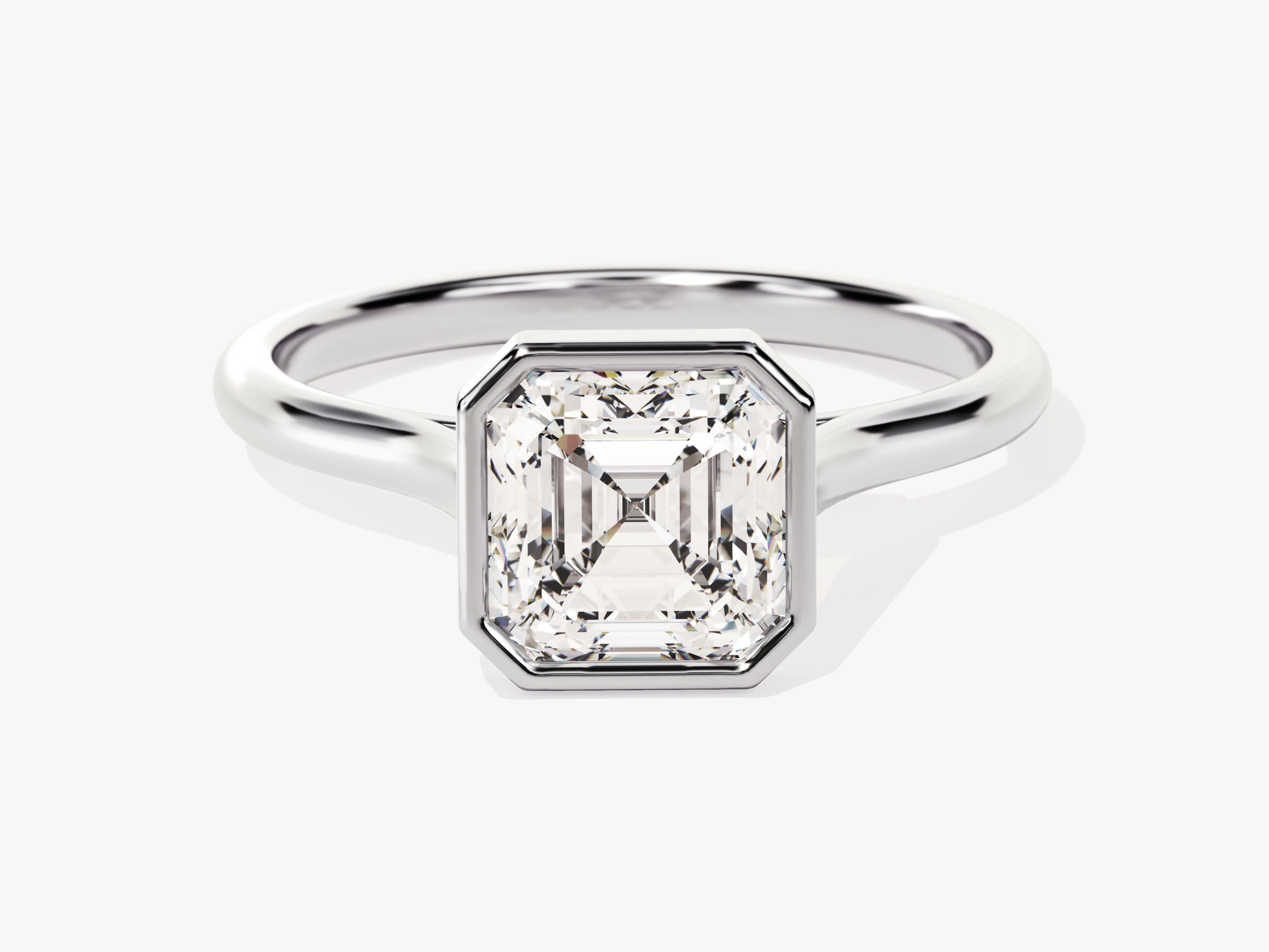 Bezel Asscher Moissanite Engagement Ring (1.50 CT)