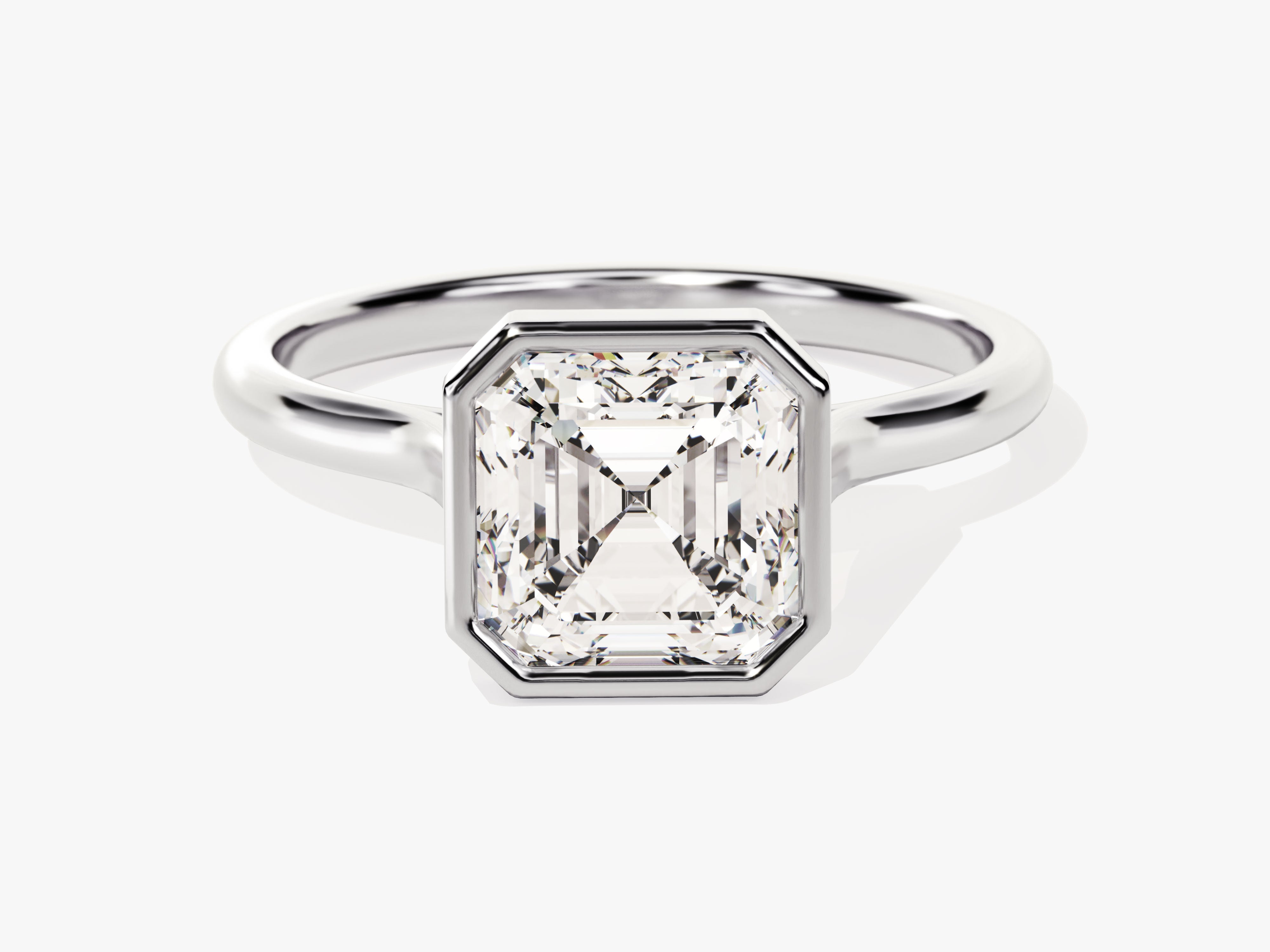 Bezel Asscher Moissanite Engagement Ring (2.00 CT)