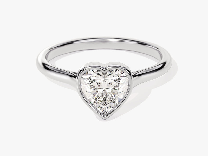 Bezel Heart Moissanite Engagement Ring (1.00 CT)