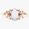 Long Hexagon Opal Engagement Ring with Moissanite Sidestones