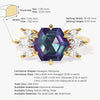 Hexagon Lab Alexandrite Engagement Ring with Moissanite Sidestones