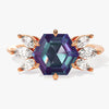 Hexagon Lab Alexandrite Engagement Ring with Moissanite Sidestones