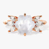 Hexagon Moonstone Engagement Ring with Moissanite Sidestones