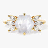 Hexagon Moonstone Engagement Ring with Moissanite Sidestones