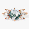 Hexagon Moss Agate Engagement Ring with Moissanite Sidestones