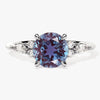 Round Lab Alexandrite Engagement Ring with Moissanite Sidestones