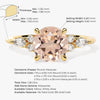 Round Cut Peach Morganite Engagement Ring with Marquise and Round Sidestones
