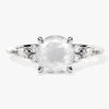 Round Moonstone Engagement Ring with Moissanite Sidestones