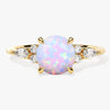 Round Opal Engagement Ring with Moissanite Sidestones