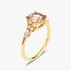 Round Cut Peach Morganite Engagement Ring with Marquise and Round Sidestones