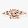 Round Cut Peach Morganite Engagement Ring with Marquise and Round Sidestones
