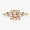 Round Cut Peach Morganite Engagement Ring with Marquise and Round Sidestones