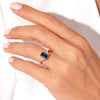 Emerald Cut Blue Sandstone Engagement Ring with Moissanite Sidestones.