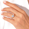Emerald Cut Moonstone Engagement Ring with Moissanite Sidestones