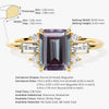 Emerald Cut Lab Alexandrite Engagement Ring with Moissanite Sidestones