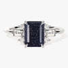 Emerald Cut Blue Sandstone Engagement Ring with Moissanite Sidestones.