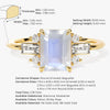 Emerald Cut Moonstone Engagement Ring with Moissanite Sidestones
