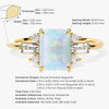 Emerald Cut Opal Engagement Ring with Moissanite Sidestones