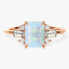 Emerald Cut Opal Engagement Ring with Moissanite Sidestones