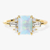 Emerald Cut Opal Engagement Ring with Moissanite Sidestones