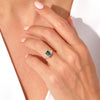 Emerald Cut Moss Agate Engagement Ring with Moissanite Sidestones