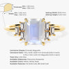Emerald Cut Moonstone Engagement Ring with Baguette Moissanite Sidestones