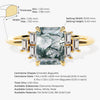 Emerald Cut Moss Agate Engagement Ring with Baguette Moissanite Sidestones