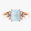 Emerald Cut Opal Engagement Ring with Baguette Moissanite Sidestones