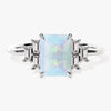 Emerald Cut Opal Engagement Ring with Baguette Moissanite Sidestones