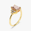 Emerald Cut Peach Morganite Engagement Ring with Baguette Sidestones