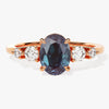 Oval Lab Alexandrite Engagement Ring with Moissanite Sidestones