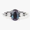 Oval Lab Alexandrite Engagement Ring with Moissanite Sidestones
