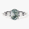 Oval Moss Agate Engagement Ring with Moissanite Sidestones