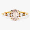 Oval Cut Peach Morganite Engagement Ring with Round Sidestones