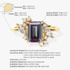 Emerald Cut Lab Alexandrite Engagement Ring with Marquise and Round Moissanite Sidestones