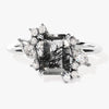 Emerald Cut Black Rutilated Quartz Engagement Ring with Marquise and Round Moissanite Sidestones.